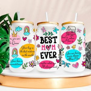 Ornaments |   Beautiful Glass Cup With Lid And Straw Creative Mother’s Day Gift "Your Hug Is The Best" Home & Living Ornaments