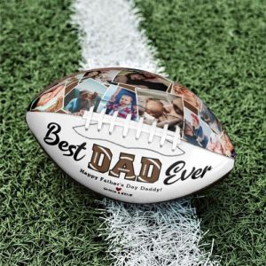 Ornaments |   "Best Dad Ever" Personalized Football Add Photos For Dad Home & Living Ornaments