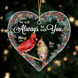 Ornaments |   Cardinal Commemorative Christmas Gift Decorations For Loved Ones Heart-Shaped Hangings Home & Living Ornaments