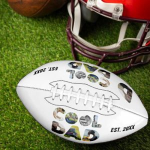 Ornaments |   "Cool Dad" Custom Football Add 8 Photos Special Gift For Dad Home & Living Ornaments