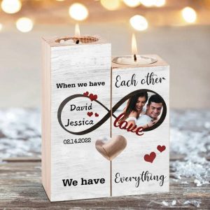 Ornaments |   Couple Candle Holder Wooden Candlesticks With Photo Romantic Gift For For Valentine’s Day Home & Living Ornaments