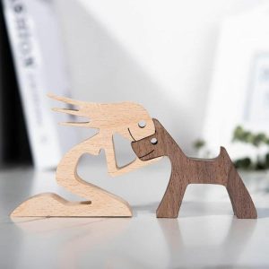 Ornaments |   Creative Wooden Kneeling Woman And Dog Home Decoration Christmas Gifts For Pet Lovers Home & Living Ornaments