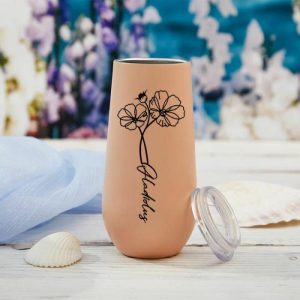 Ornaments |   Custom Birth Flower Tumbler Cup With Personalized Name Print Unique Present For Bestie Home & Living Ornaments