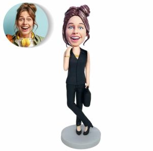 Ornaments |   Custom Bobblehead Gift For Woman In Black Suit Home & Living Ornaments