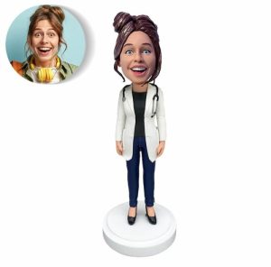 Ornaments |   Custom Bobblehead Gift To Female Doctor With Stethoscope Home & Living Ornaments