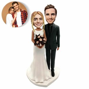 Ornaments |   Custom Bobblehead Holding Wedding Dress Romantic Wedding Gift For Wife Home & Living Ornaments