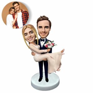 Ornaments |   Custom Bobblehead Hugging With Carrying Flowers Romantic Wedding Gift For Wife Home & Living Ornaments