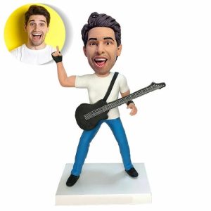 Ornaments |   Custom Bobblehead Man Carrying Guitar Gifts For Rock Lovers Home & Living Ornaments