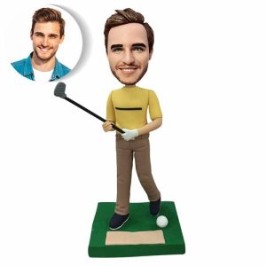 Ornaments |   Custom Bobblehead With Man Holding Golf Clubs Gift For Him Home & Living Ornaments