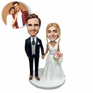 Ornaments |   Custom Bobblehead With White Wedding Dress Black Suit Wedding Gift Home & Living Ornaments