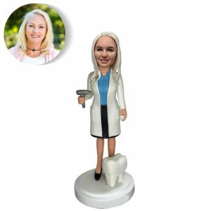 Ornaments |   Custom Bobblehead With Woman Holding Tools Gifts For Female Dentists Home & Living Ornaments