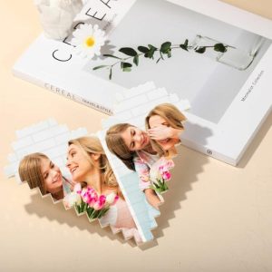 Ornaments |   Custom Building Block Puzzle Personalised Photo Block Heart Shape For Mother’s Day Home & Living Ornaments