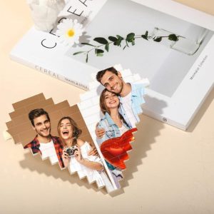 Ornaments |   Custom Building Block Puzzle Personalised Photo Block Heart Shape For Sweet Couple Home & Living Ornaments