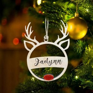 Ornaments |   Custom Name Wooden Antlers Christmas Tree Decoration Home & Living Ornaments