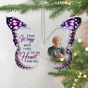 Ornaments |   Custom Personalized Memorial Photo Butterfly Acrylic Ornament Home & Living Ornaments