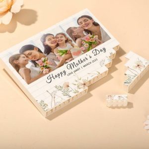 Ornaments |   Custom Photo And Engravable Rectangle Building Block Puzzle Mother’s Day Present "Happy Mother’s Day" Home & Living Ornaments