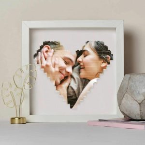 Ornaments |   Custom Photo Heart Block Puzzle With Frame For Couple Home & Living Ornaments