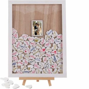 Ornaments |   Custom Photo Square Wooden Guest Book Alternative Wedding Gift Home & Living Ornaments