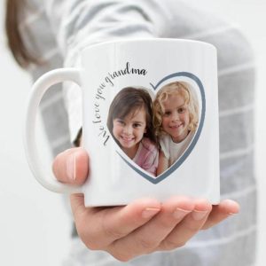 Ornaments |   Custom Picture Mug With Heart Pattern Great Gift "We Love You Grandma" Home & Living Ornaments