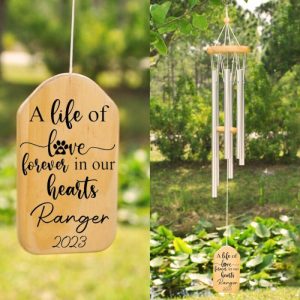 Ornaments |   Custom Wind Chime A Life Of Love Forever In Our Hearts With Artistic Design For Pet Remembrance Home & Living Ornaments