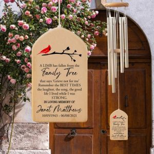 Ornaments |   Custom Wind Chime A Limb Has Fallen From The Family Tree Gift In Memory Of Loved One Home & Living Ornaments