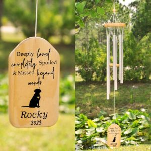 Ornaments |   Custom Wind Chime Deeply Loved Completely Spoiled And Missed Beyond Words For Pet Memorial Home & Living Ornaments