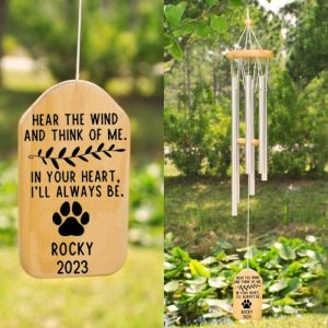 Ornaments |   Custom Wind Chime Hear The Wind And Think Of Me In Your Heart I’Ll Always Be For Pet Memorial Home & Living Ornaments