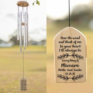 Ornaments |   Custom Wind Chime Hear The Wind And Think Of Me In Your Heart I’Ll Always Be Memorial Gift Home & Living Ornaments