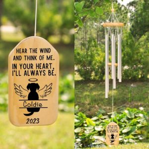 Ornaments |   Custom Wind Chime In Your Heart I’Ll Always Be With Angel Puppy Design For Pet Remembrance Home & Living Ornaments