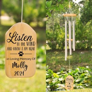 Ornaments |   Custom Wind Chime Listen To The Wind And Know I Am Near Gift In Memory Of Loved One Home & Living Ornaments