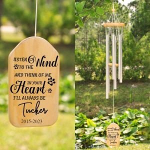 Ornaments |   Custom Wind Chime Listen To The Wind And Think Of Me In Your Heart I’Ll Always Be Memorial Gift Home & Living Ornaments