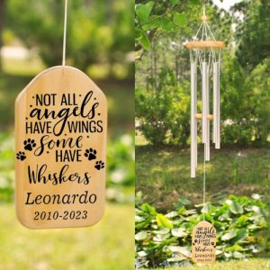 Ornaments |   Custom Wind Chime Not All Angels Have Wings Some Have Whiskers Memorial For Pet Loss Home & Living Ornaments