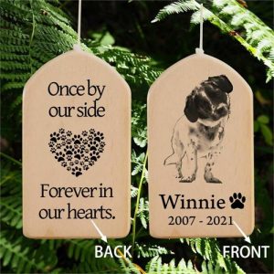 Ornaments |   Custom Wind Chime Once By Our Side Forever In Our Hearts With Pet Sketch Photo For Memorial Home & Living Ornaments