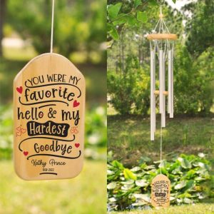 Ornaments |   Custom Wind Chime You Were My Favourite Hello And My Hardest Goodbye Exquisite Memorial Gift Home & Living Ornaments