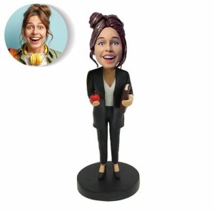 Ornaments |   Customized Bobblehead For Her In Black Suit Home & Living Ornaments