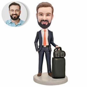 Ornaments |   Customized Bobblehead Of A Boss Traveling With A Suitcase Home & Living Ornaments