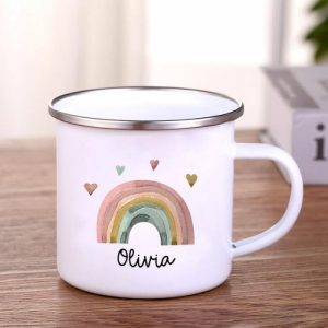 Ornaments |   Customized Children’s Enamel Cup Rainbow Love Birthday Gift For Children Home & Living Ornaments