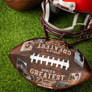 Ornaments |   Customized Football Add Photos Gift For The Best Dad In The World Home & Living Ornaments