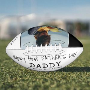 Ornaments |   Customized Football "Happy First Father’s Day" Exclusive Gift For New Dad Home & Living Ornaments