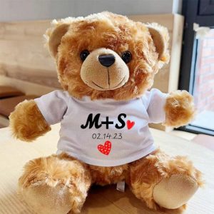 Ornaments |   Customized Plush Teddy Bear With Initials And Date Added As A Gift To Couples Home & Living Ornaments