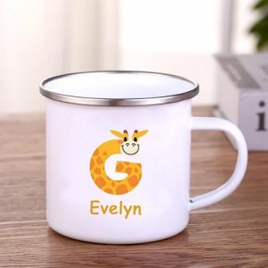 Ornaments |   Customized Toddler Enamel Cup Animal Letters Outdoor Cup Gift For Kids Home & Living Ornaments