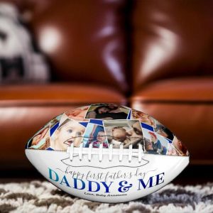 Ornaments |   "Daddy And Me" Customizable Football With Name And Photos For Dad Home & Living Ornaments