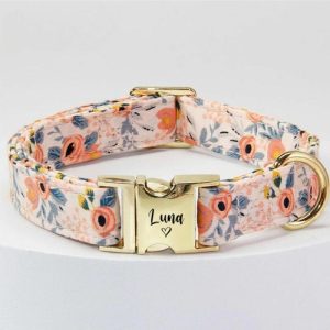 Ornaments |   Floral Lightweight Personalized Dog Collar Engraved Name Buckle For Pet Home & Living Ornaments