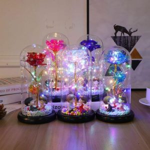 Ornaments |   Galaxy Rose Glass Lampshade Eternal Flower Cartoon Couple Rose Flower Night Light Gift Home & Living Ornaments