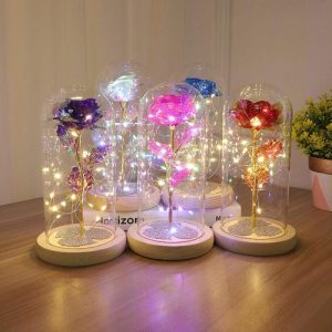 Ornaments |   Galaxy Rose Glass Lampshade Preserved Flower Sequin Rose Flower Night Light Gift Home & Living Ornaments