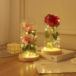 Ornaments |   Galaxy Rose Glass Shade Simulation Rose Night Light Gift Home & Living Ornaments