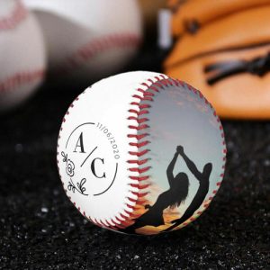 Ornaments |   "Happy Anniversary" Personalized Baseball With Photo And Initials For Couples Home & Living Ornaments