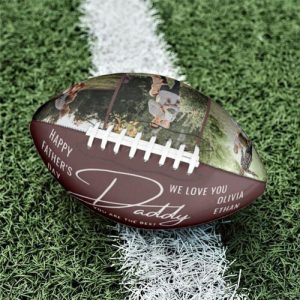 Ornaments |   "Happy Father’s Day" Customizable Football With Name And Photos For Dad Home & Living Ornaments