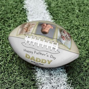 Ornaments |   "Happy Father’s Day" Customizable Football With Name And Photos For Dad Home & Living Ornaments