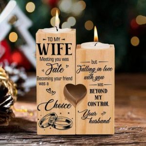 Ornaments |   "Heart Meeting You Was Fate"Candle Holder Gift To My Wife Home & Living burlywood